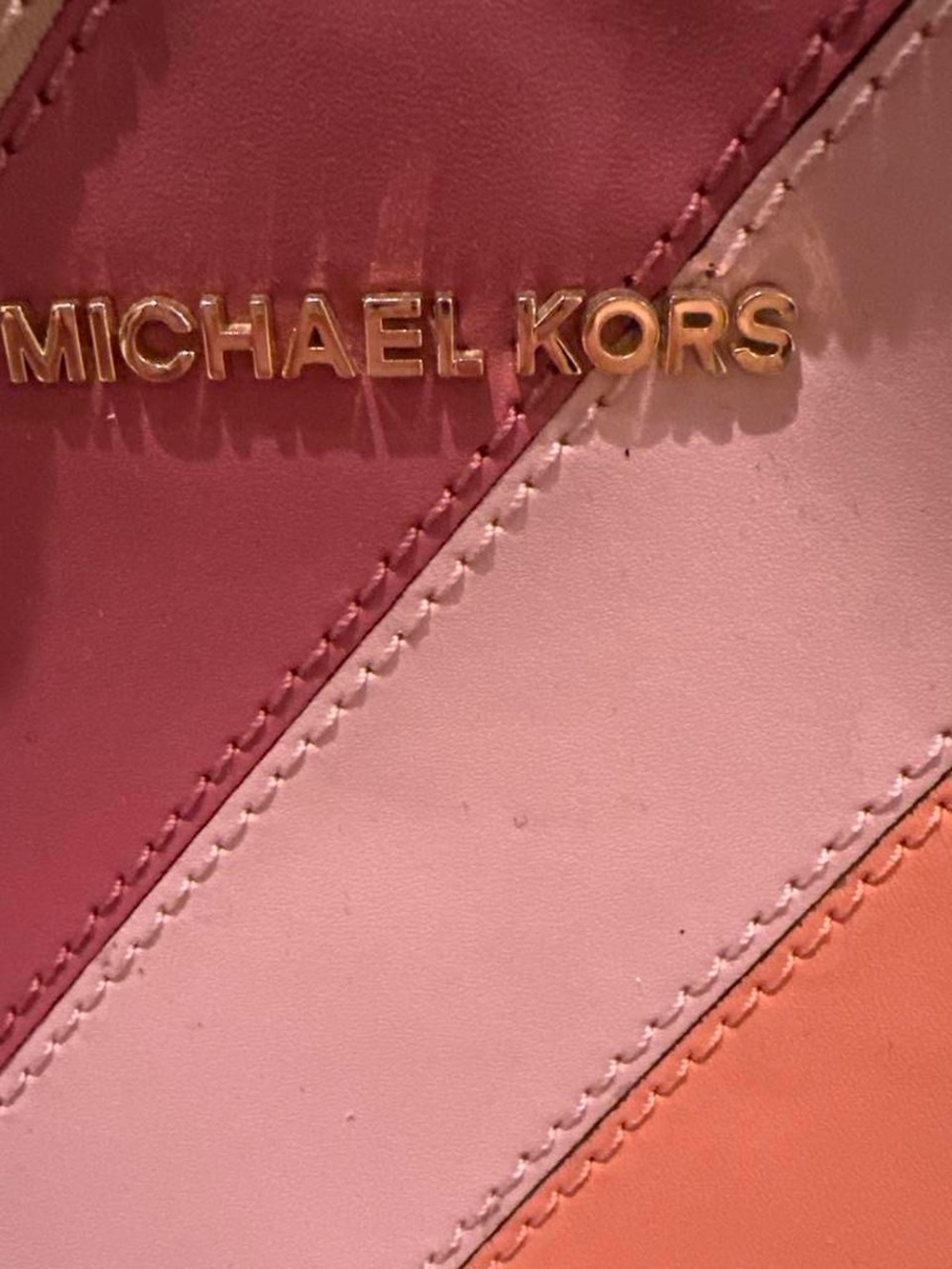 Michael Kors Pink and Gold Striped Shoulder Bag - Picture 3 of 9